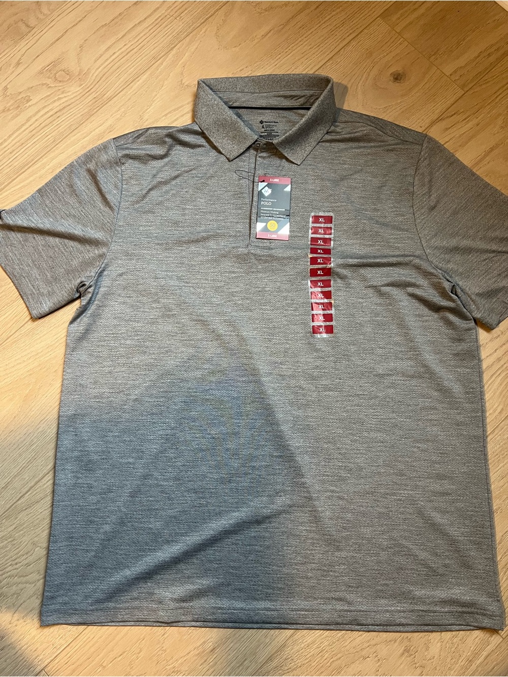 Men's Grey Performance Polo Shirt - Classic Short Sleeve